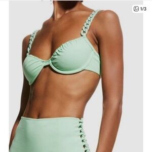 $228 Moeva Women's Green Solid Sigrid Underwire Bikini Top Swimwear Size Large